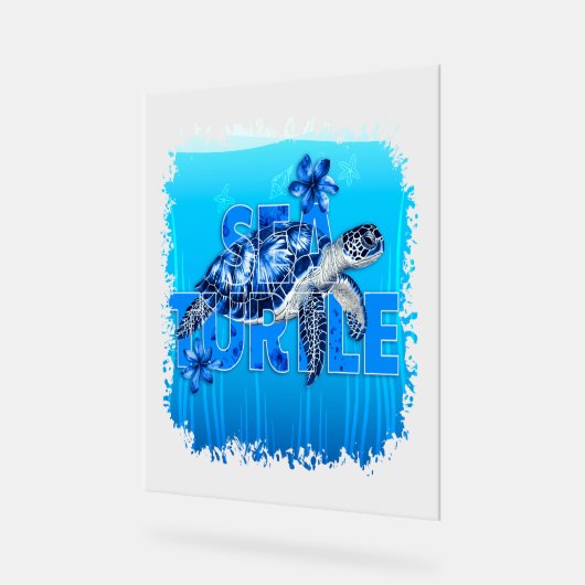Turtle Blue Zee Square Acryl Bord (Hoek)