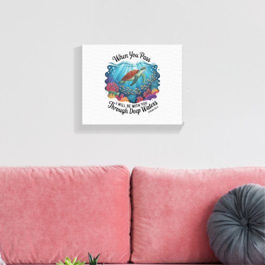 Turtle Blue Zee Square Canvas Afdruk (Insitu (Woonkamer))