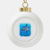Turtle Blue Zee Square Keramische Bal Ornament (Voorkant)