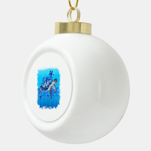Turtle Blue Zee Square Keramische Bal Ornament (Rechts)