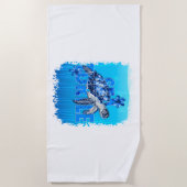 Turtle Blue Zee Square Strandlaken (Voorkant)