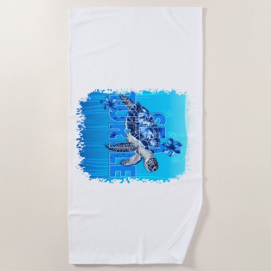 Turtle Blue Zee Square Strandlaken (Voorkant)