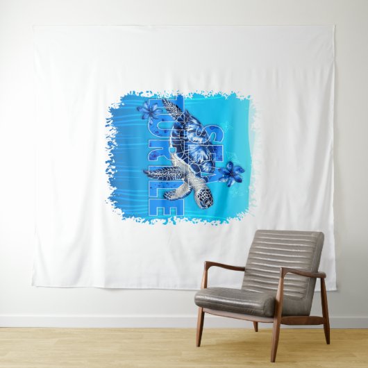 Turtle Blue Zee Square Wandkleed (In Situ (horizontaal))