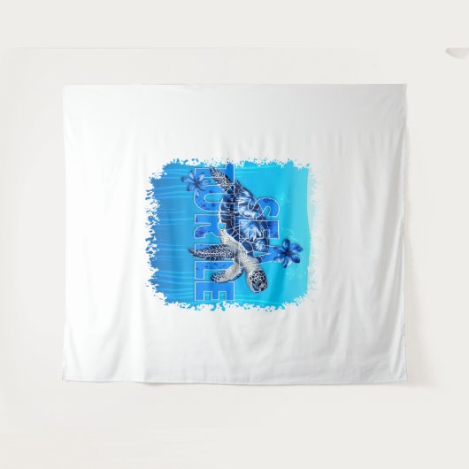 Turtle Blue Zee Square Wandkleed (Voorkant (horizontaal))