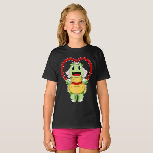 Turtle Bruid Hart Trouwen T-shirt (Voorkant volledig)