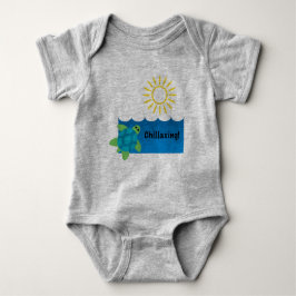 Turtle Chillaxing Design - Baby Jersey Bodysuit