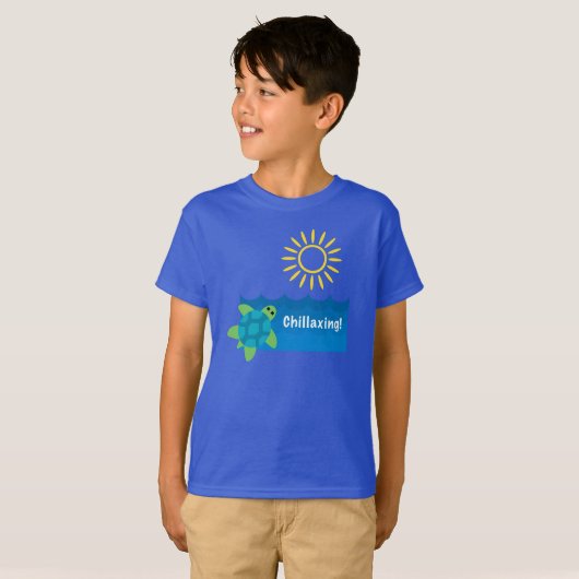 Turtle Chillaxing Design - Basis T-shirt voor kind (Voorkant volledig)
