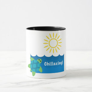 Turtle Chillaxing Design - Black 11 oz Combo Mok