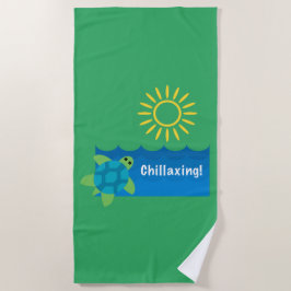 Turtle Chillaxing Design - Strandhanddoek Strandlaken