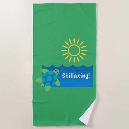 Turtle Chillaxing Design - Strandhanddoek Strandlaken (Voorkant)