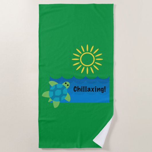Turtle Chillaxing Design - Strandhanddoek Strandlaken (Voorkant)