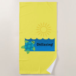 Turtle Chillaxing Design - Strandhanddoek Strandlaken