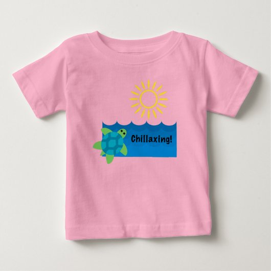 Turtle Chillaxing Designg - Baby Fine Jersey T-Shi (Voorkant)