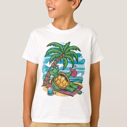 Turtle Chilling bij het strand T-shirt (Voorkant)