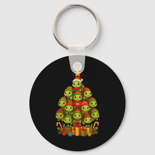Turtle Christmas Tree Funny Turtle Xmas  Sleutelhanger (Voorkant)