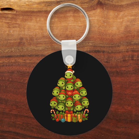 Turtle Christmas Tree Funny Turtle Xmas Sleutelhanger (Voorkant)