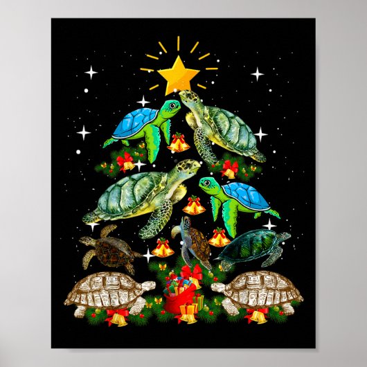 Turtle Christmas Tree Shirt  Poster (Voorkant)