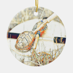 Turtle Clan Rattle en Drum Keramisch Ornament