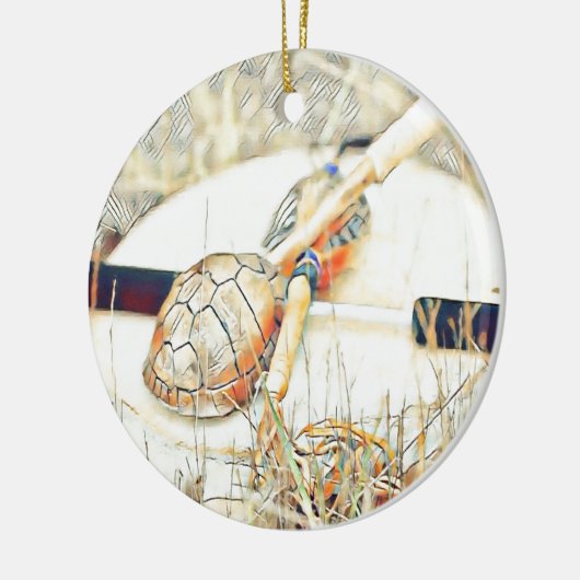 Turtle Clan Rattle en Drum Keramisch Ornament (Links)