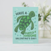 Turtle Classroom Valentijnse Exchange Card Kaart (Staand voorkant)