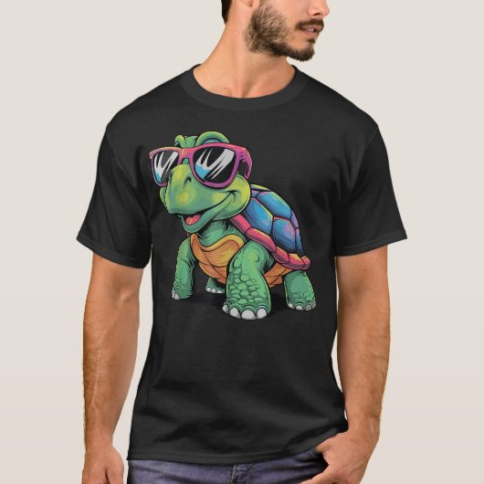 Turtle Colorful Turtle Sunglasses Turtle Lover Sum T-shirt (Voorkant)