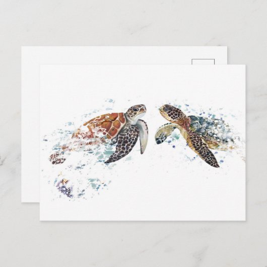 Turtle Couple Briefkaart (Voorkant / Achterkant)