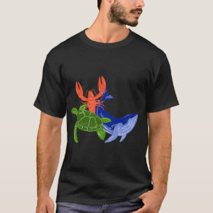 Turtle, Crab and Wale Zomercollectie * Zwarte Zome T-shirt