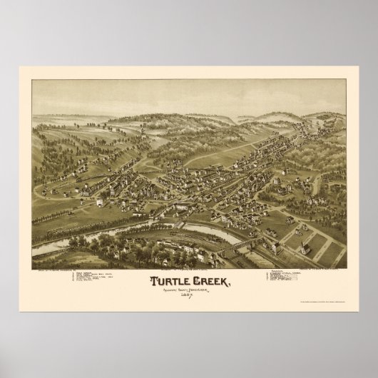 Turtle Creek, PA Panoramic Map - 1897 Poster (Voorkant)