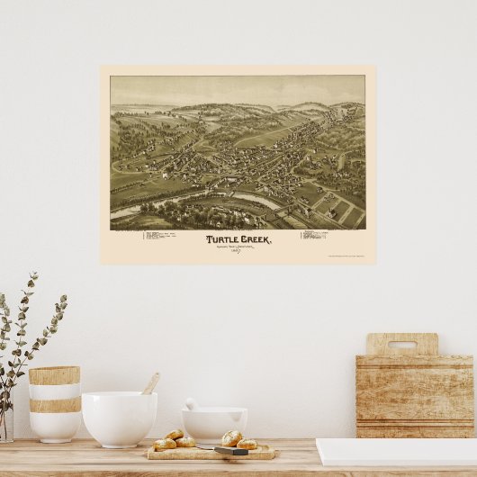 Turtle Creek, PA Panoramic Map - 1897 Poster (Keuken)