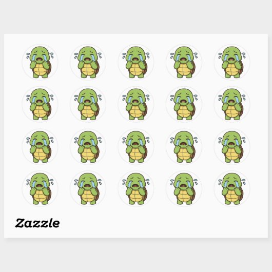 Turtle crying  ronde sticker (Vel)