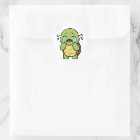 Turtle crying  ronde sticker (Tas)