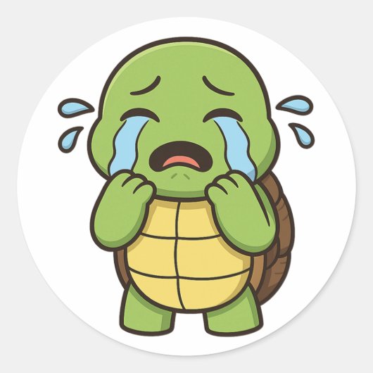 Turtle crying  ronde sticker (Voorkant)