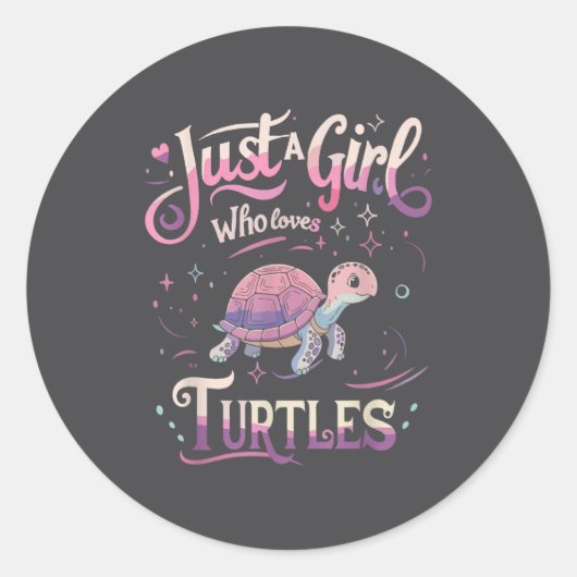 Turtle Cute Girl Men Women S  Ronde Sticker (Voorkant)