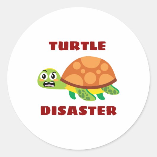 Turtle Disaster Turtle Pun Ronde Sticker (Voorkant)