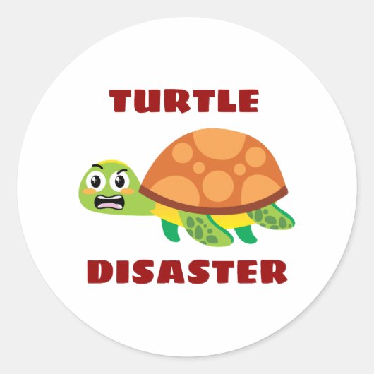 Turtle Disaster Turtle Pun Ronde Sticker (Voorkant)