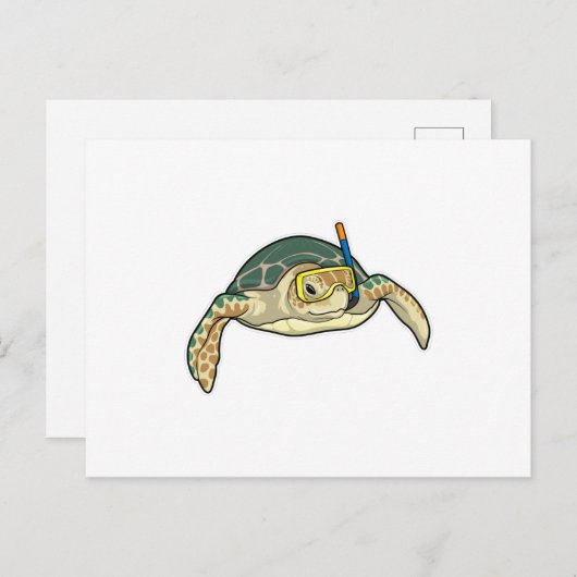 Turtle Diver Snorkel Briefkaart (Voorkant / Achterkant)