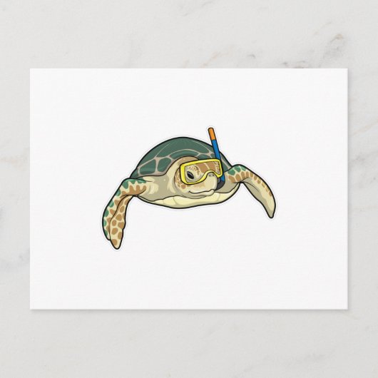 Turtle Diver Snorkel Briefkaart (Voorkant)