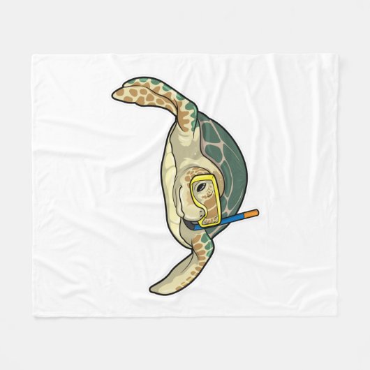 Turtle Diver Snorkel Fleece Deken (Voorkant (Horizontaal))