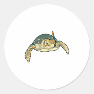 Turtle Diver Snorkel Ronde Sticker