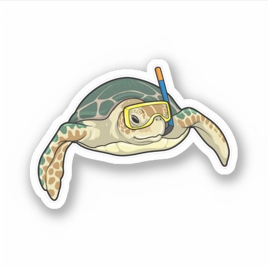 Turtle Diver Snorkel Sticker (Voorkant)