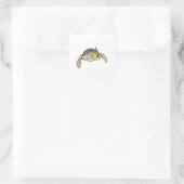 Turtle Diver Snorkel Vierkante Sticker (Tas)