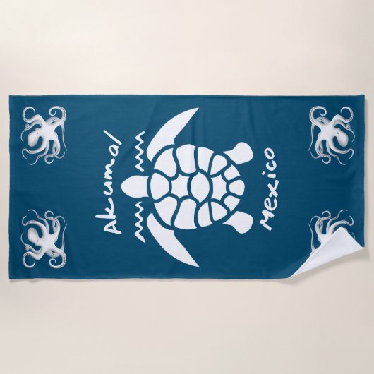 Turtle Diving Akumal, Mexico Beach Towel Strandlaken (Voorkant)