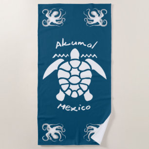Turtle Diving Akumal, Mexico Beach Towel Strandlaken