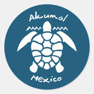 Turtle Diving Akumal, Mexico Ronde Sticker
