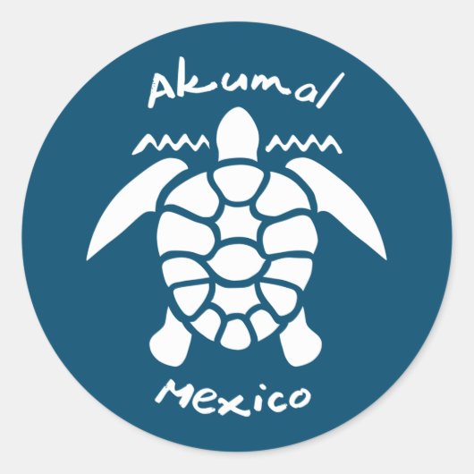 Turtle Diving Akumal, Mexico Ronde Sticker (Voorkant)