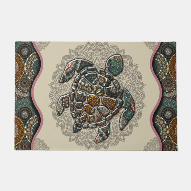 Turtle Doormat, Welcome Doormat, Funny Turtle Mat (Voorkant)