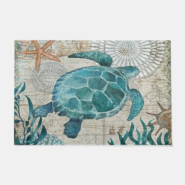Turtle Doormat, Welkom Deurmat Welkom Mat Porch (Voorkant)