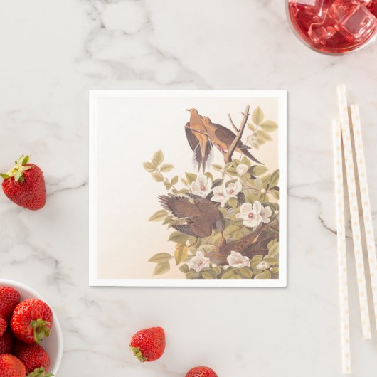 Turtle Dove Bird Family Cocktail Napkins Servetten (Insitu)