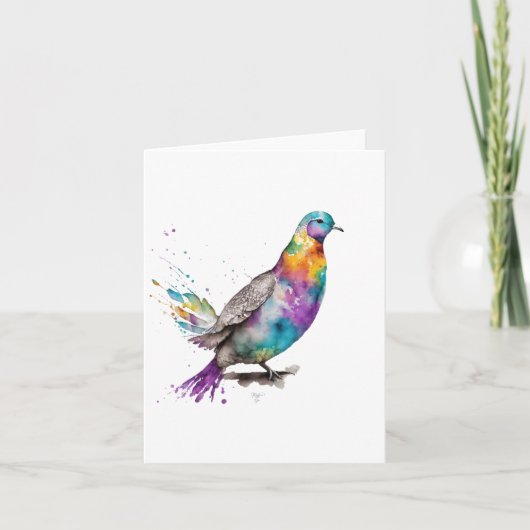 Turtle Dove F Vogelportret in Waterverven & Pen Feestdagen Kaart (Voorkant)