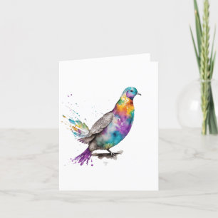 Turtle Dove F Vogelportret in Waterverven & Pen Feestdagen Kaart